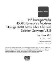 HP StorageWorks MA8000 HP StorageWorks HSG80 Enterprise Modular Storage RAID Array Fibre Channel Solution Software V8.8 for Linux X86 Release Notes (AA