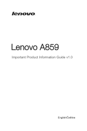 Lenovo A859 (Czech/English) Important Product Information Guide - Lenovo A859 Smartphone