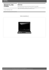 Toshiba NB100 Detailed Specs for Netbook NB100 PLL10A-01E02H AU/NZ; English