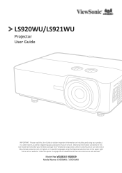 ViewSonic LS921WU - 1920 x 1200 Resolution 6 000 ANSI Lumens 0.81-0.89 Throw Ratio User Guide