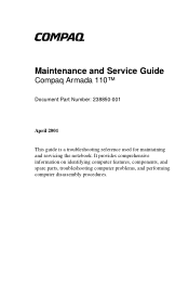 Compaq Armada 110 Compaq Armada 110 Series Maintenance and Service Guide