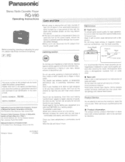 Panasonic RQV80 RQV80 User Guide