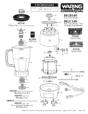 Waring HGB14S Parts List and Exploded Diagram