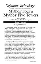 Definitive Technology Mythos Five Mythos Four & Mythos 5 Manual