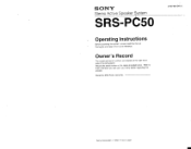 Sony SRS-PC50 Users Guide