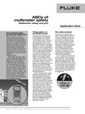 Fluke 179 Fluke Multimeters - ABCs of Multimeter Safety Multimeter Safety and You Application Note
