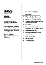 Boss Audio BG100 User Manual in English
