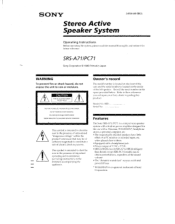 Sony SRS-PC71 Users Guide