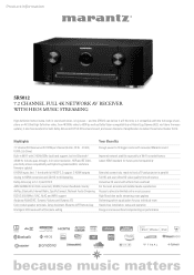 Marantz SR5012 Product Specification Sheet SR5012