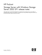 HP StorageWorks X5000 HP ProLiant Storage Server with Windows Storage Server 2003 SP1 - Release Notes (378129-401, October 2006)