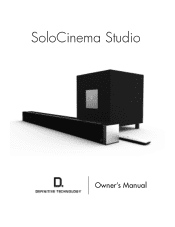 Definitive Technology SoloCinema Studio SoloCinema Studio Manual