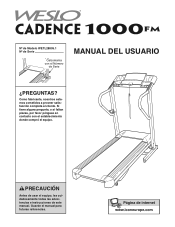 Weslo Cadence 1000fm Treadmill Spanish Manual