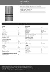 Frigidaire GRMN2872AF Product Specifications Sheet