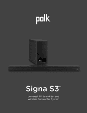 Polk Audio Signa S3 User Guide 1
