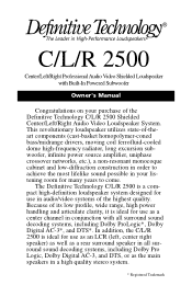 Definitive Technology C/L/R 2500 CLR2500 Manual
