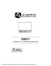 Audiovox D2017 Operation Manual