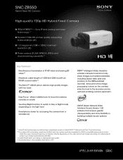 Sony SNCZB550 Specification Sheet (SNCZB550 Data Sheet)