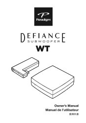 Paradigm Defiance WT Defiance Wt Wireless System Owners Manual