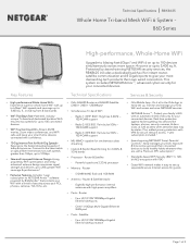 Netgear RBK862S Technical Specification Sheet