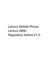 Lenovo S850 Lenovo S850 Regulatory Notice