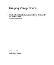 HP StorageWorks EMA12000 HSG80 ACS Solution Software V8.6 for Windows NT and Windows 2000 Installation and Configuration Guide