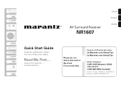 Marantz NR1607 Quick Start Guide in English