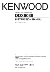 Kenwood DDX6039 User Manual