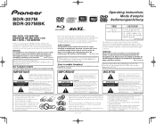 Pioneer BDR-207MBK Installation Manual