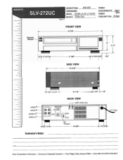 Sony SLV-272 Dimensions Diagrams