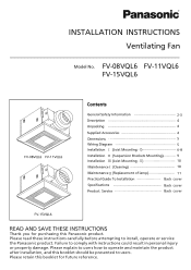 Panasonic FV11VQL6 FV08VQL6 User Guide