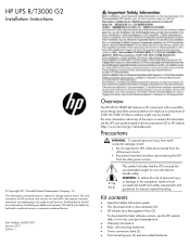HP R/T2200 HP UPS R/T3000 G2 Installation Instructions