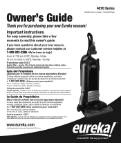 Eureka UprightsBossSmartVacPetLover4870SZX Owner's Guide