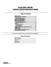 Whirlpool WED8540FW Installation Guide