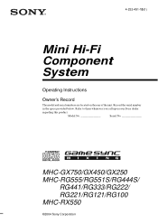 Sony HCD-GX750 Operating Instructions