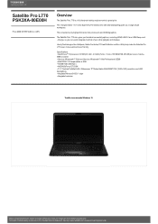 Toshiba L770 PSK3XA-00E00H Detailed Specs for Satellite Pro L770 PSK3XA-00E00H AU/NZ; English