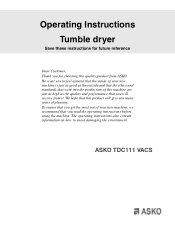 Asko TDC111VACS User manual 8090338 Asko TDC 111 VACS-EN