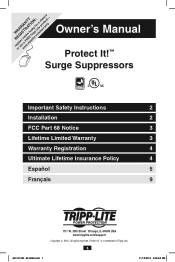 Tripp Lite TLP808TELTV Owner's Manual for Protect It! Surge 932666