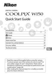 Nikon COOLPIX W150 Quick Start Guide for customers in Europe