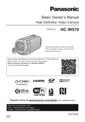 Panasonic HC-W570 Basic Owners Manual