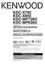 Kenwood KDCX692 Instruction Manual