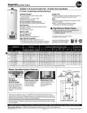 Rheem Imperial Gas Series Specifications