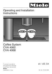 Miele CVA 4062 Operating and Installation manual