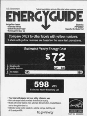 Frigidaire PRFG2383AF Energy Guide