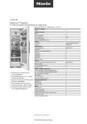 Miele K 2602 SF Product sheet