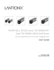 Lantronix TN-SFP-GE-x-C Series Various SFPs 33480 User Guide Rev D