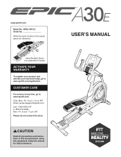 Epic Fitness A30e Elliptical English Manual