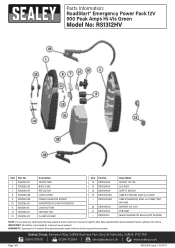 Sealey RS1312HV Parts Diagram