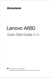 Lenovo A680 (English) Quick Start Guide - Lenovo A680 Smartphone