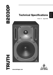 Behringer TRUTH B2030P Specifications Sheet
