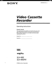 Sony SLV-495 Operating Instructions primary manual